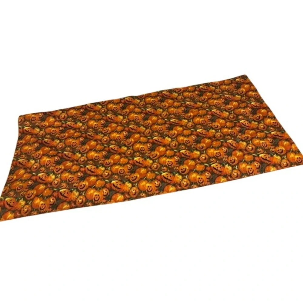 Handmade Quilted Halloween Table Runner Jack-O-Lantern Pumpkin Autumn 35.5x17.5